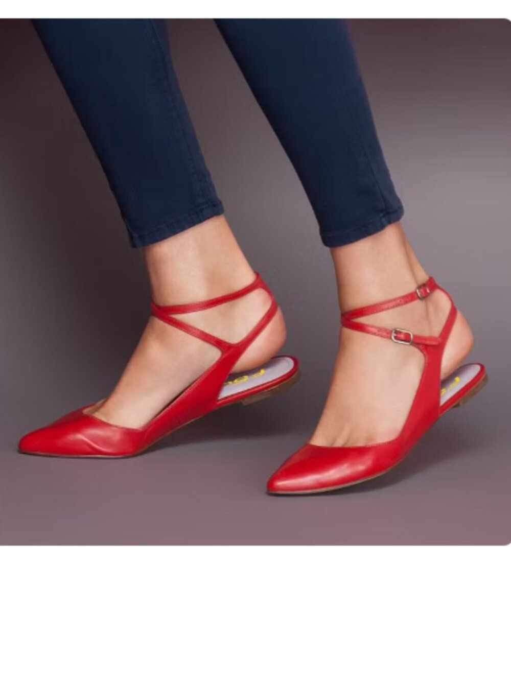 FSJ Red Pointed Toe Flats Crisscross Strap Slingback Shoes for Women